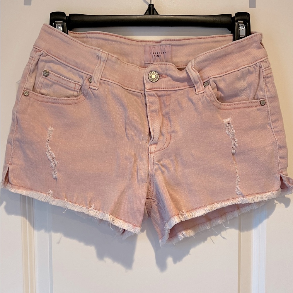 💗Celebrity Pink Light Pink Distressed Jean Shorts